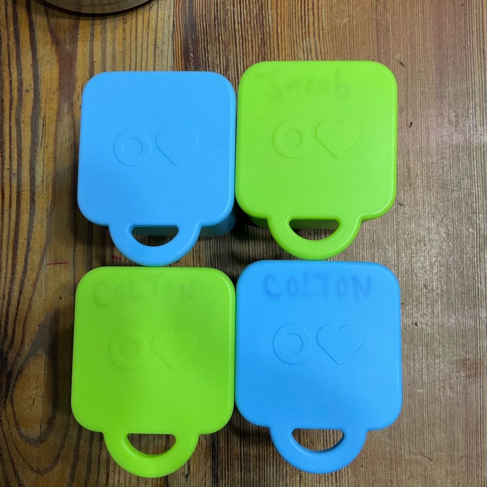 Blue and Green Snack Containers